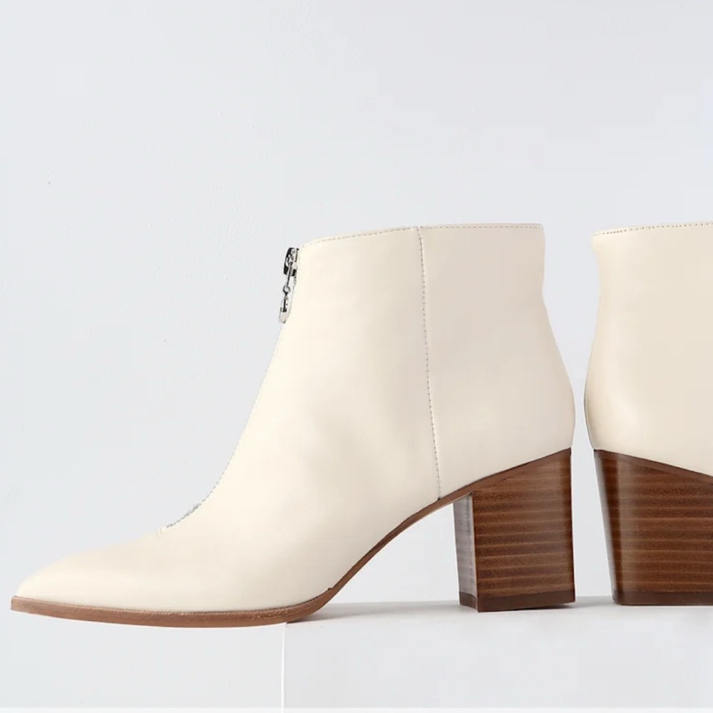 Sole Society $99 Desiray Cream Leather Pointed Toe Booties Size 7.5, 10 & 11 NEW - Picture 3 of 8